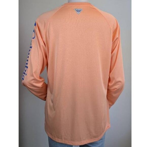 Columbia PFG Womens Fishing Shirt Large Peach Long Sleeve Performance Peach UPF - Picture 6 of 12